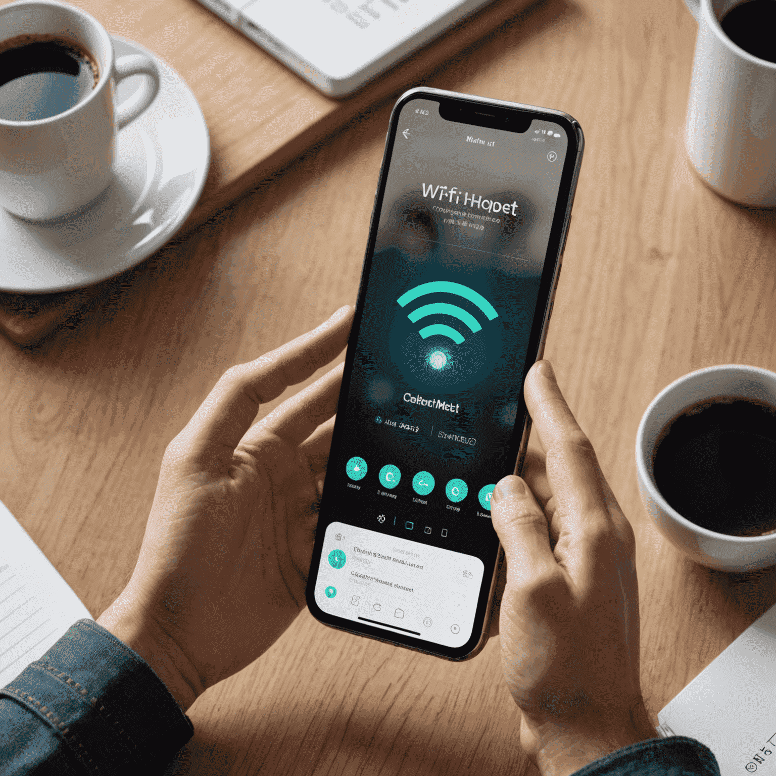 A smartphone creating a Wi-Fi hotspot with multiple devices connected to it